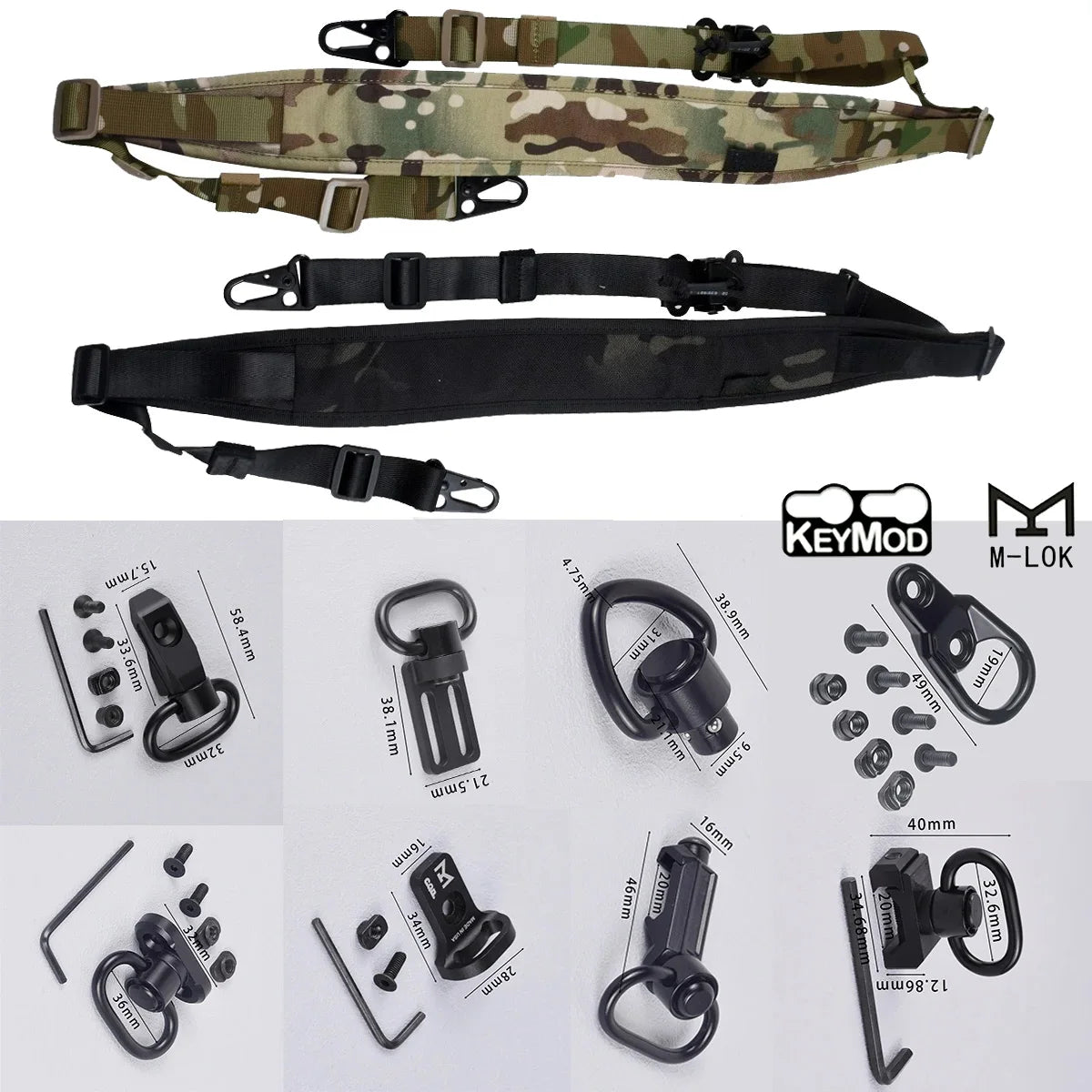 Tactical QD Quick Release Sling Strap Airsoft 2 Points Adjustable Rifle Sling Slingster Nylon Strap Outdoor Hunting Accessories