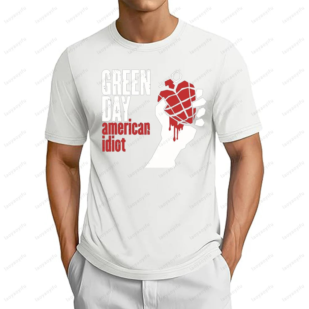 80s 90s Classics Punk Rock Band Green Day T-shirt Hip Hop Casual Fashion Streetwear Fans T Shirt Summer Short Sleeve Man Tshirt
