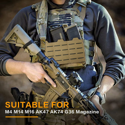 Tactical Molle Mag Pouch, Single Double Triple Nylon 5.56mm 7.62mm Open Top Rifle Magazine Holder for AR-15 M4 M14 M16 G36 HK416-1