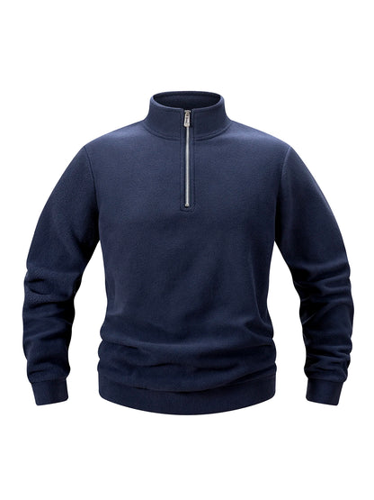 Men's Fleece Half Zipper Pullover Autumn Thicken Warm Sweatshirts Stand Up Collar Loose Casual Long Sleeve Sportswear Clothing