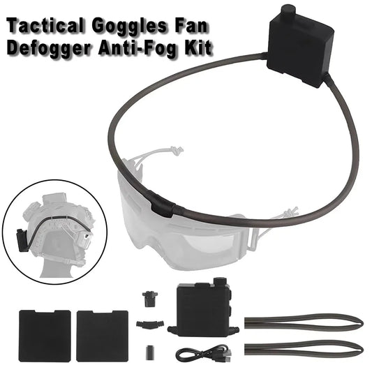 Tactical Goggles Defogger Defogging Fan Anti-fog Kit for Airsoft Shooting Motocross Adjustable Head Strap Protection Glasses