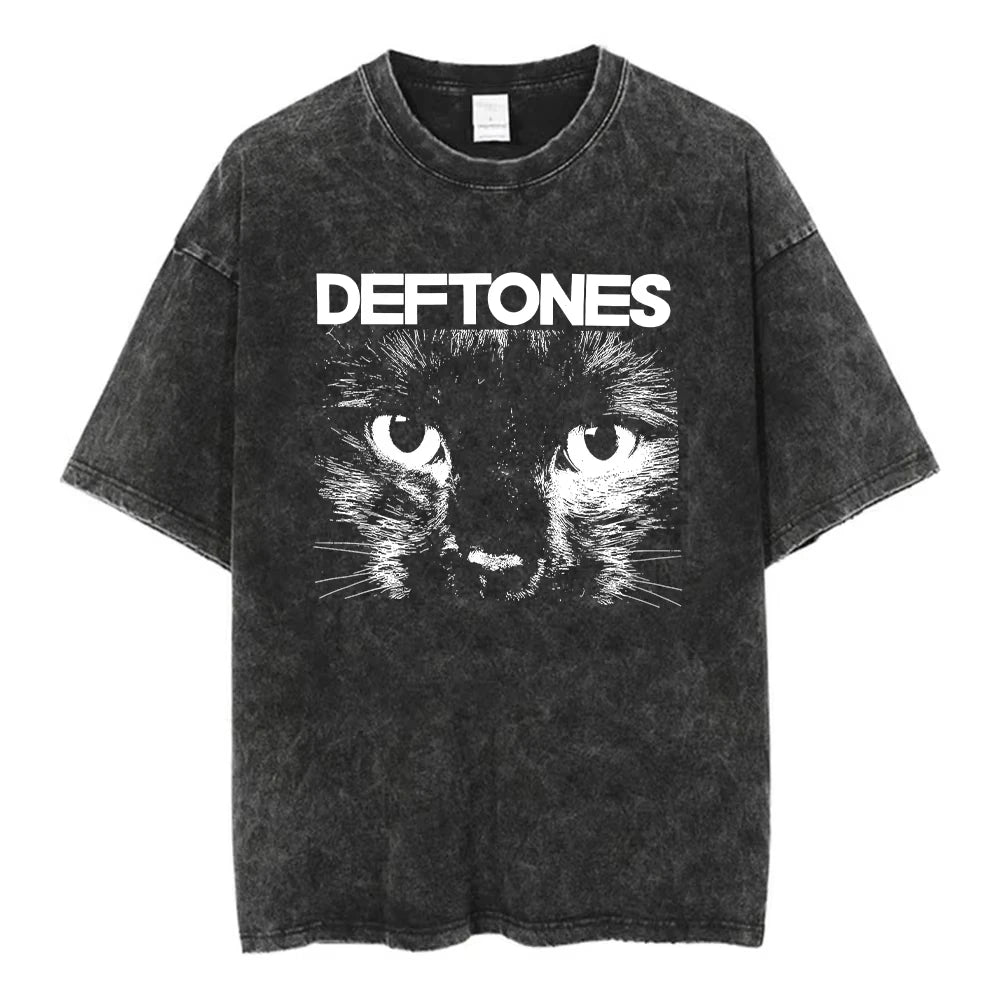 Y2K Wash and Age Vintage T-shirt Harajuku Hip Hop Hip Hop Metal Rock Music Album Cover T-shirt Cotton Short Sleeve Tee Men's Top