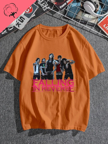 Falling in Reverse Is A Famous Post-hardcore Band Printed T-shirt From The United States,A Classic Punk Rock Style Cotton Tshirt