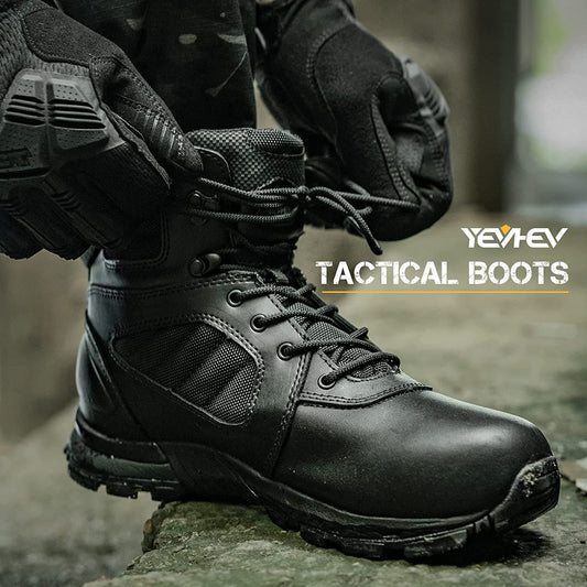 Lightweight Water Repellent Leather Combat Boots for Men-1
