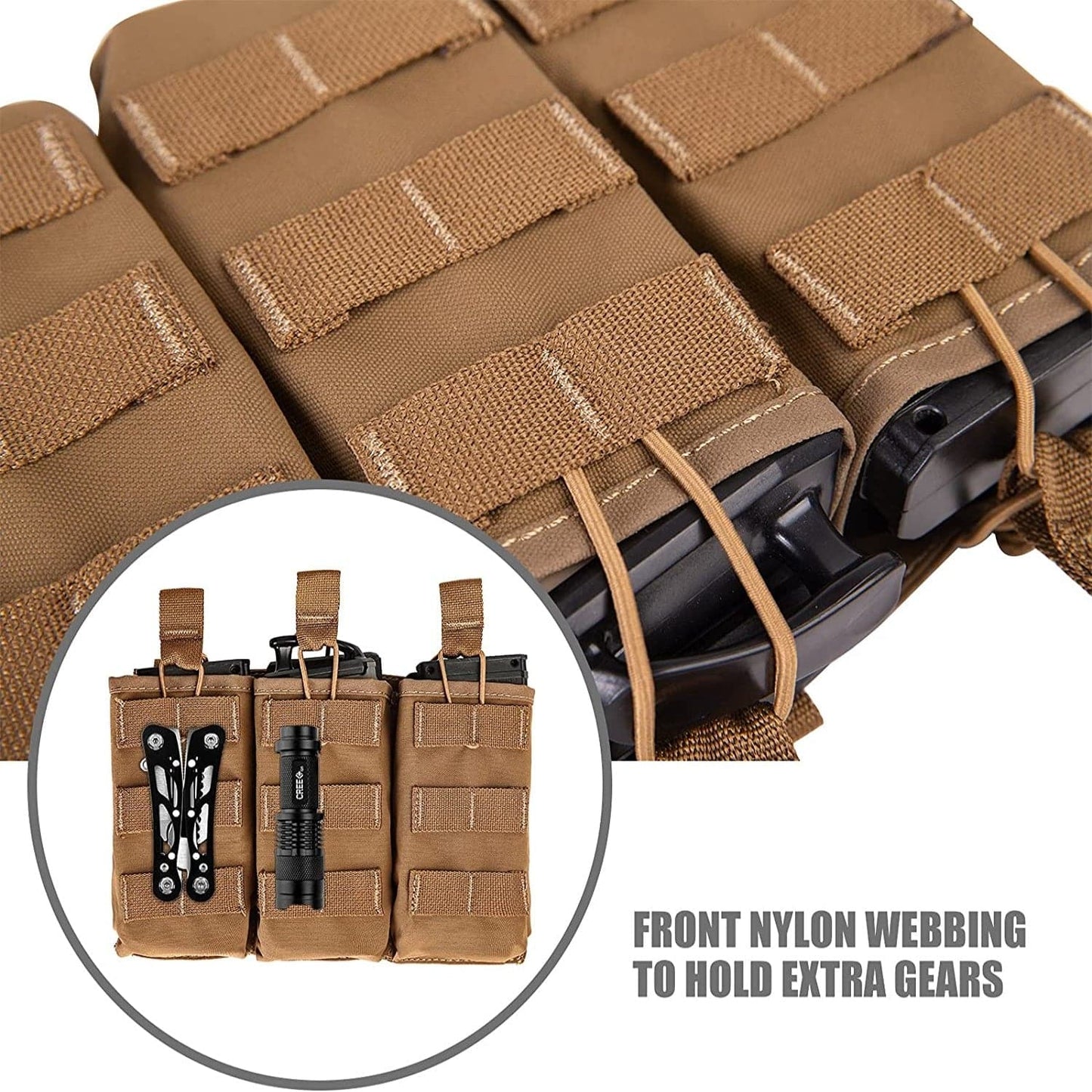 MOLLE Compatible Airsoft Gear Triple Tactical Mag Pouch-2