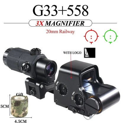E*t*ch 558 551 G33 Red Dot Sight 3X Magnifier Holographic Flip Airsoft Optics Reflex Sights Scope Collimator Hunting Accessories