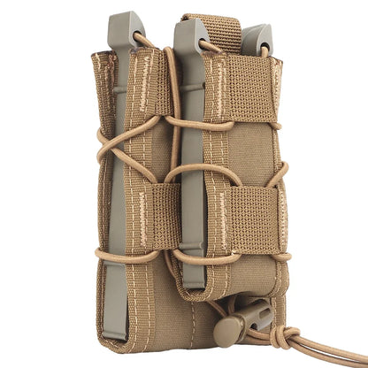 Tacctical Molle Double Magazine Pouch 9mm/7.62/5.56mm Pistol Rifle Mag Pouch M4 AR15 AK Glock 17 Universal Fast Attach Carrier