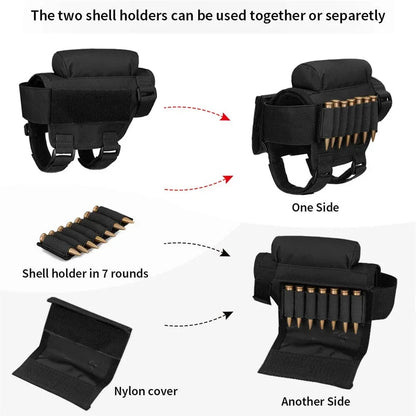 Tactical Airsoft Buttstock Cheek Cartridge Pouch with 7 Shells Attachment Holder