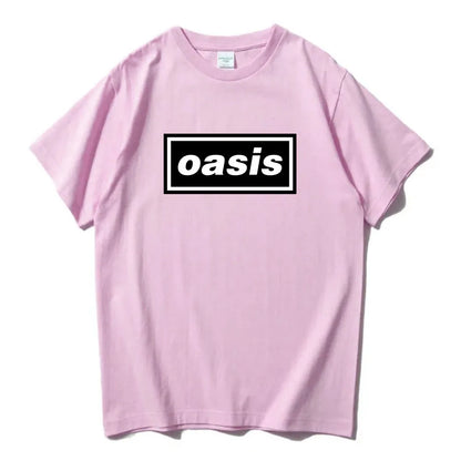 Hip hop streetwear Live'25 Oasis-s band T-shirt round neck unisex T-shirt summer casual pattern printed T-shirt for men