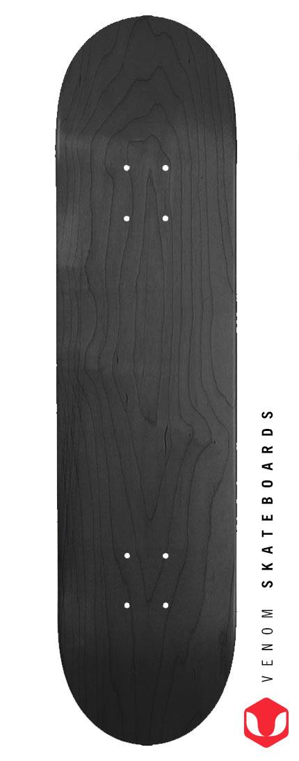 Venom Blank Skateboard Deck - Black - 7.75" to 8.25"