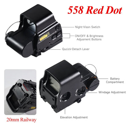 E*t*ch 558 551 G33 Red Dot Sight 3X Magnifier Holographic Flip Airsoft Optics Reflex Sights Scope Collimator Hunting Accessories