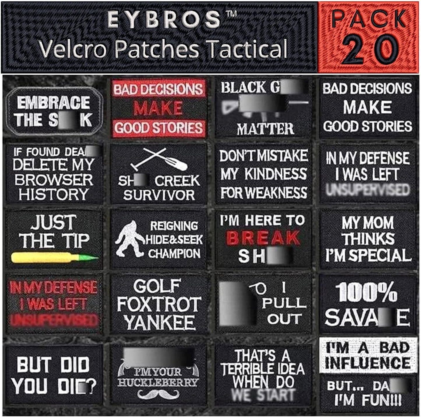 Tactical Morale Patch 20 Bundle-Set for Backpacks Hat Etc.-0