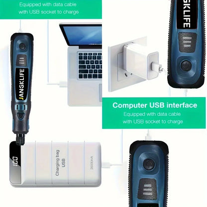 JANGKLIFE USB Cordless Rotary Tool Kit Woodworking Engraving Pen DIY For Jewelry Metal Glass Mini Wireless Drill