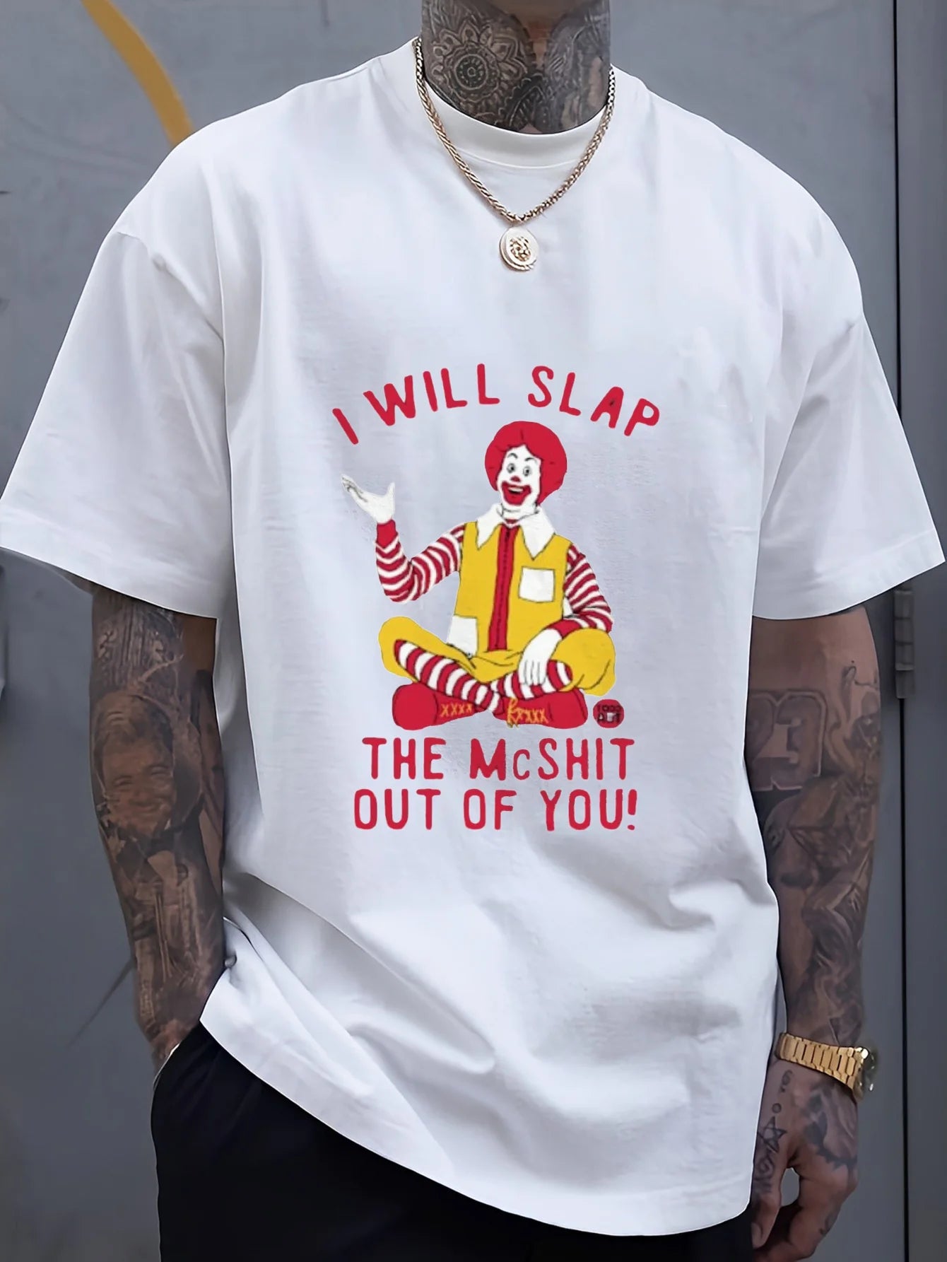 Men'S Plus Size I Will Slap The McShit Out of You 3D Printed T-Shirt - Comfortable and Breathable for Casual Wear