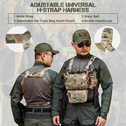 Votagoo Tactical Chest Rig，Molle Modular Micro Fight Chest Rigs Adjustable&Detachable with 5.56/7.62 Magazine Pouch-1
