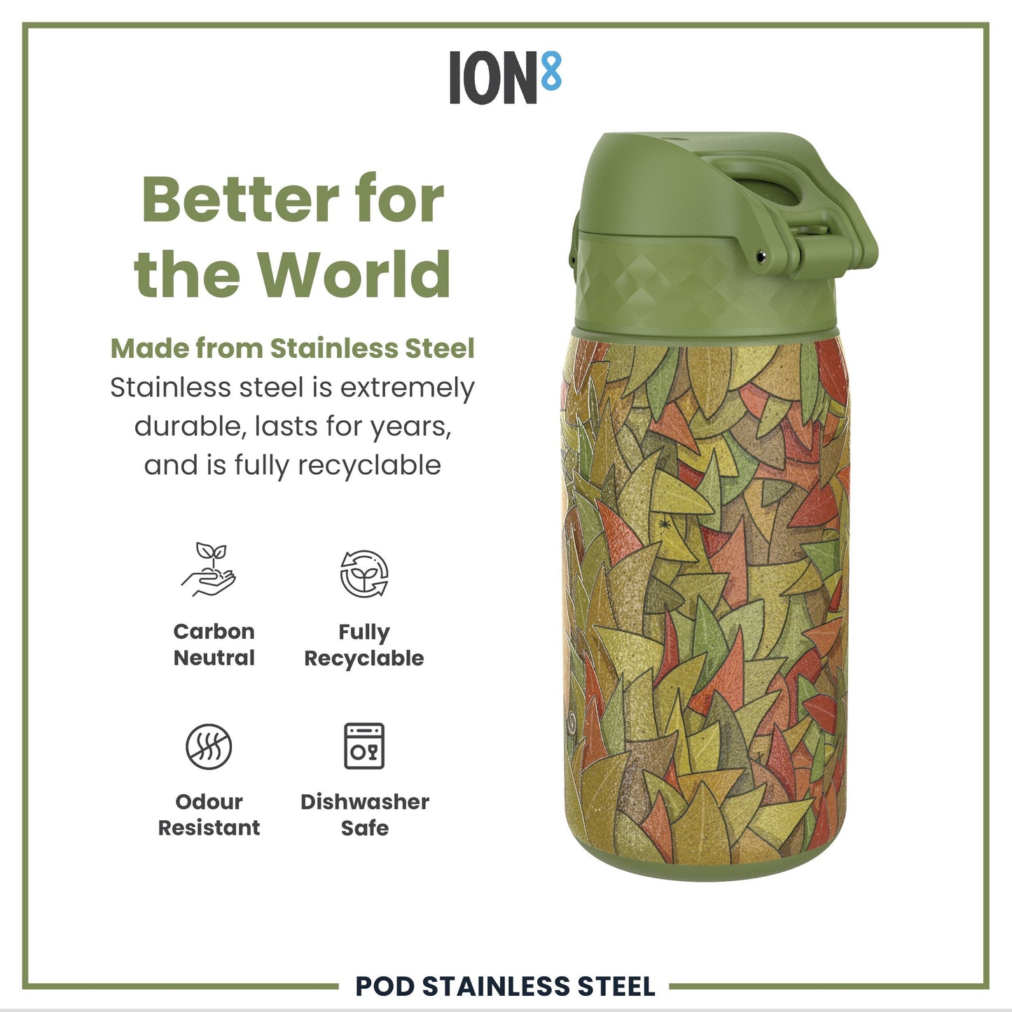 Leak Proof Water Bottle, Stainless Steel, Elephant, 400ml (13oz)