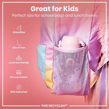 Leak Proof Kids Water Bottle, Recyclon, Unicorns, 350ml (12oz)