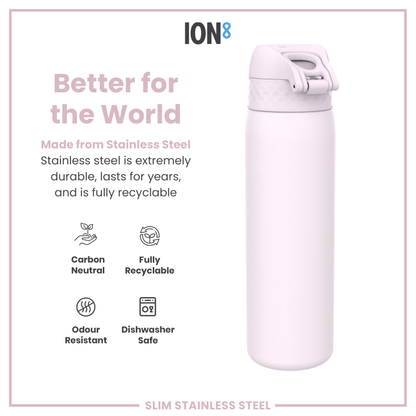 Leak Proof Slim Water Bottle, Stainless Steel, Lilac Dusk, 600ml (20oz)