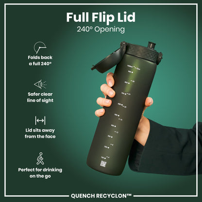Leak Proof 1 litre Water Bottle, Recyclon, Dark Green, 1L