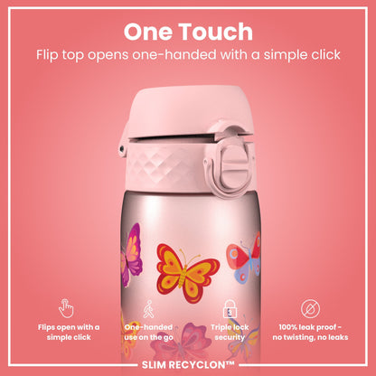 Leak Proof Slim Water Bottle, Recyclon, Butterfly, 500ml (18oz)