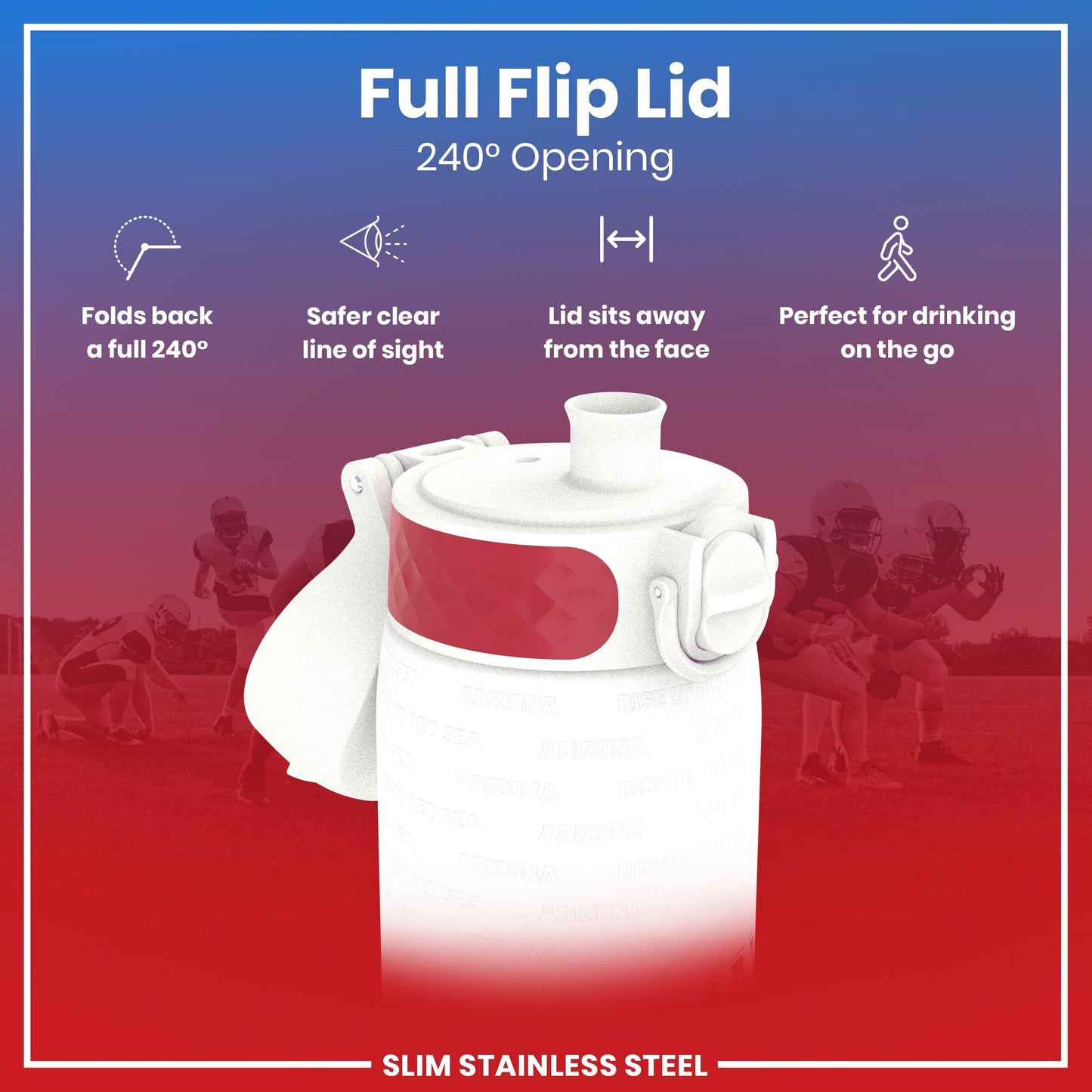 Leak Proof NFL Water Bottle, Stainless Steel, Arizona Cardinals, 600ml (20oz)