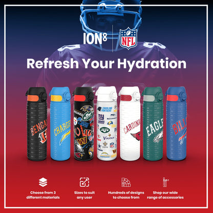 Leak Proof NFL Water Bottle, Recyclon, Multi Teams, 500ml (18oz)