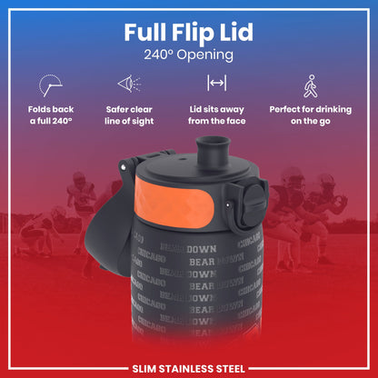 Leak Proof NFL Water Bottle, Stainless Steel, Chicago Bears, 600ml (20oz)