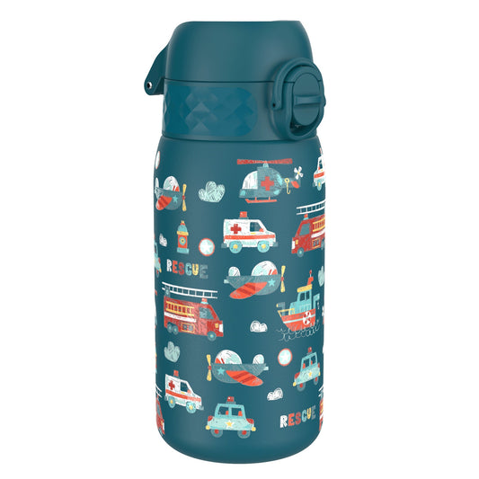 Leak Proof Kids Water Bottle, Stainless Steel, Rescue Vehicles, 400ml (13oz)
