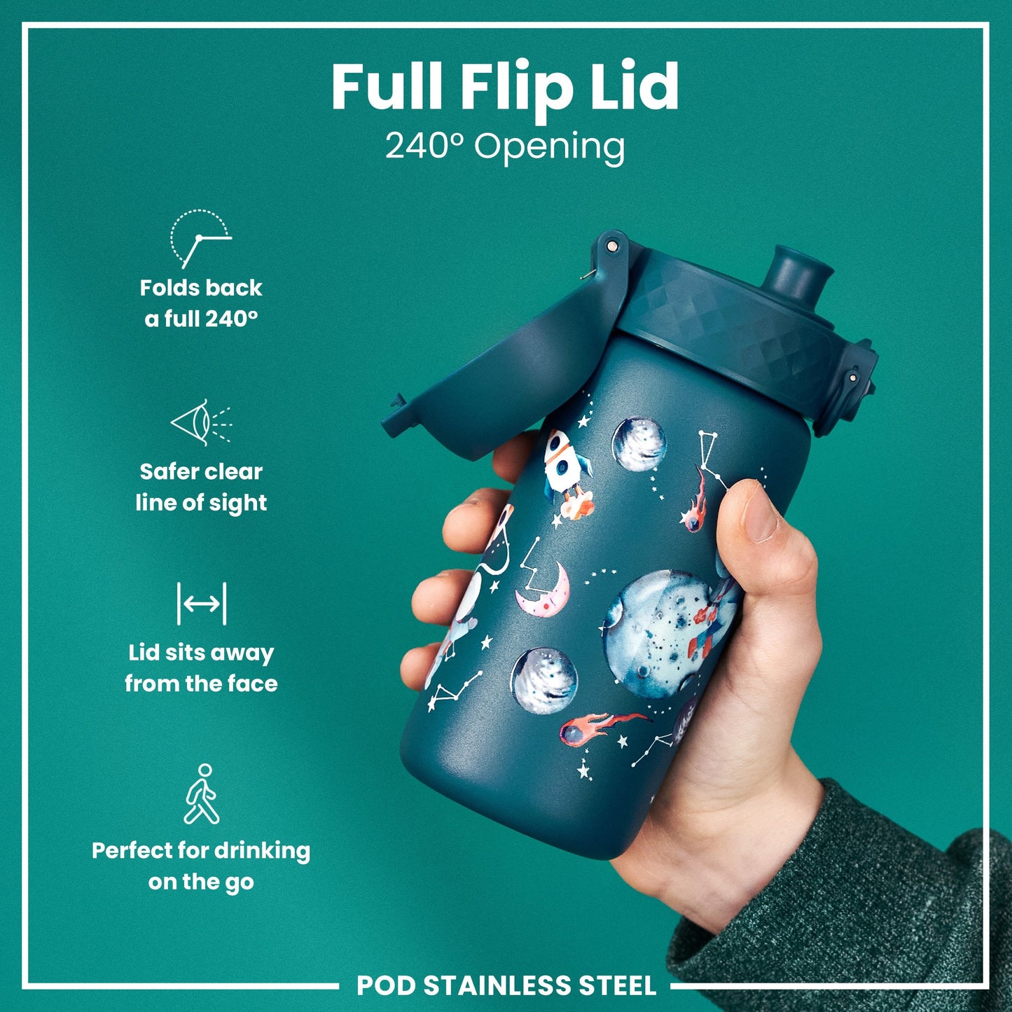 Leak Proof Thermal Steel Water Bottle, Insulated, Space, 320ml (11oz)