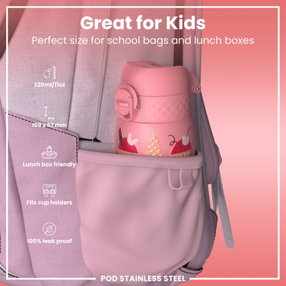 Leak Proof Thermal Steel Water Bottle, Insulated, Ice Creams, 320ml (11oz)