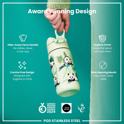 Leak Proof Thermal Steel Water Bottle, Insulated, Pandas, 320ml (11oz)