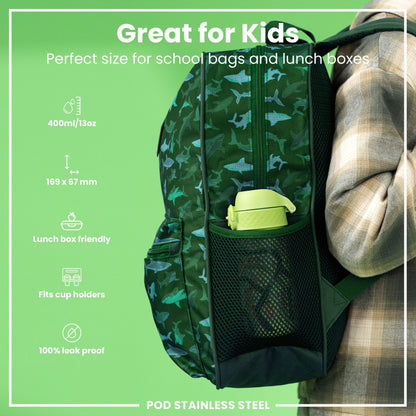 Leak Proof Water Bottle, Stainless Steel, Cars, 400ml (13oz)