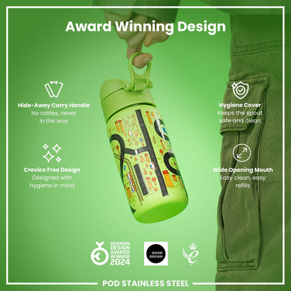 Leak Proof Water Bottle, Stainless Steel, Cars, 400ml (13oz)