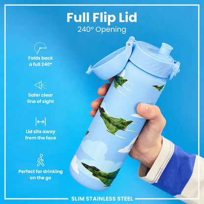Leak Proof Slim Water Bottle, Stainless Steel, Fighter Jets, 600ml (20oz)