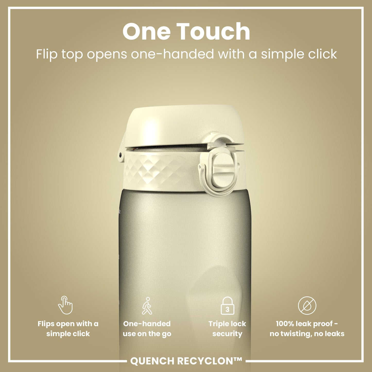 Leak Proof 1 litre Water Bottle, Recyclon, Creamy White, 1L