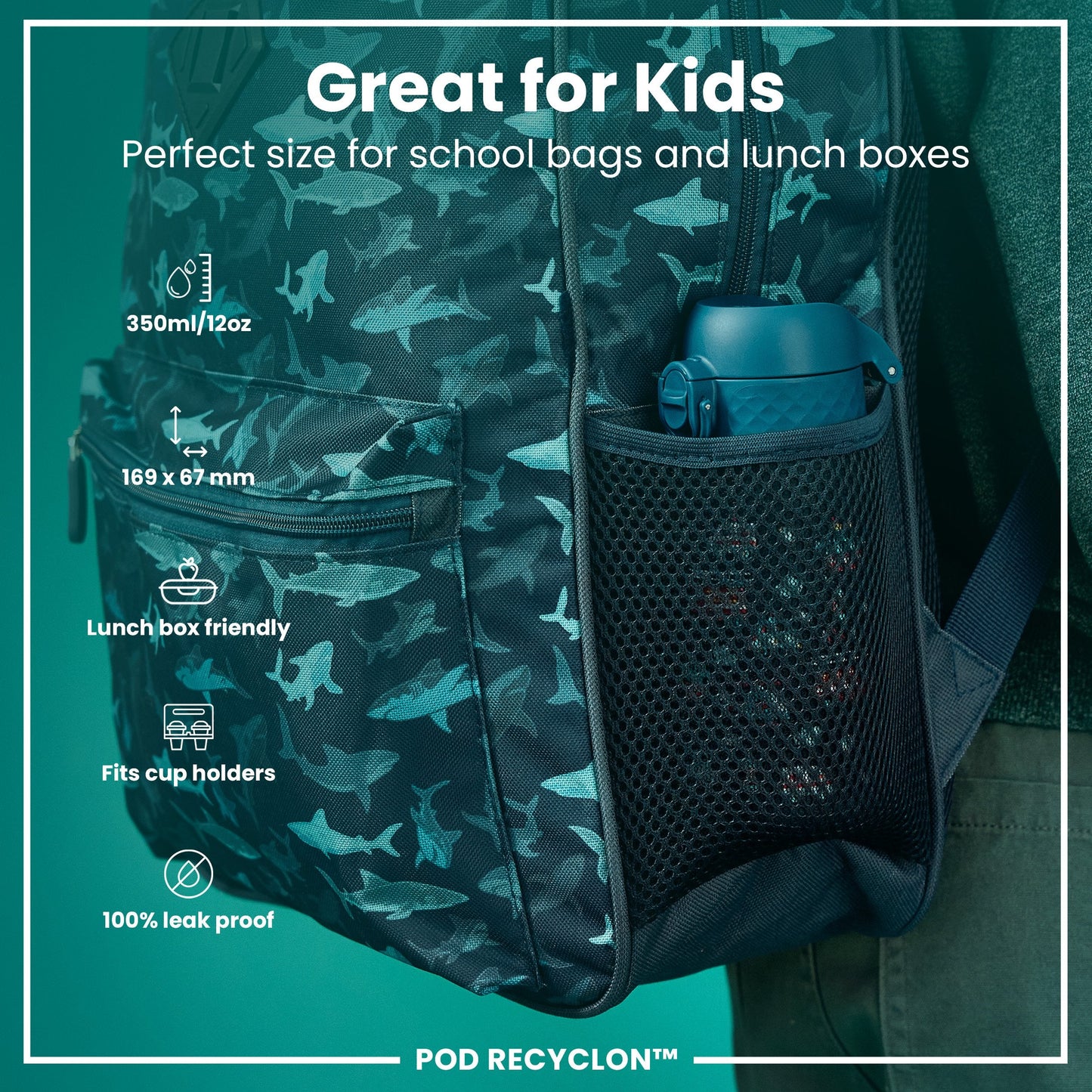 Leak Proof Kids Water Bottle, Recyclon, Rescue Vehicles, 350ml (12oz)