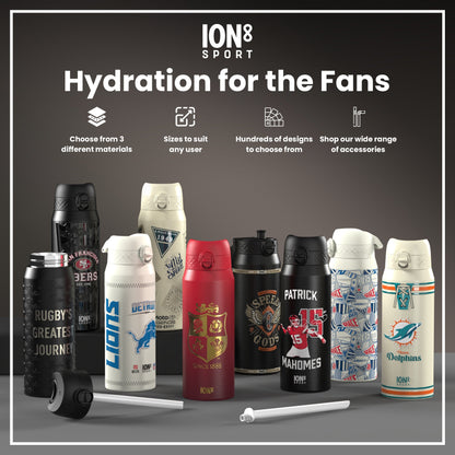 Lions X ION8 Insulated Steel Water Bottle, British & Irish Lions, Sea of Red, 750ml (24oz)