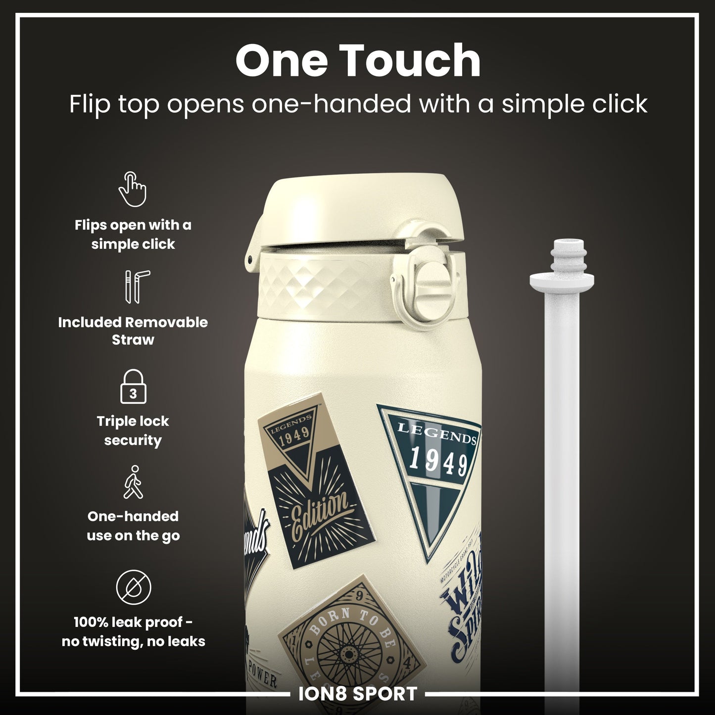 MotoGP x ION8 Insulated Steel Water Bottle, MotoGP Classic Legends, 750ml (24oz)