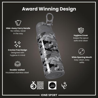 MotoGP x ION8 Insulated Steel Water Bottle, MotoGP Camouflage, 750ml (24oz)