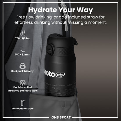 MotoGP x ION8 Insulated Steel Water Bottle, MotoGP Lean, 750ml (24oz)