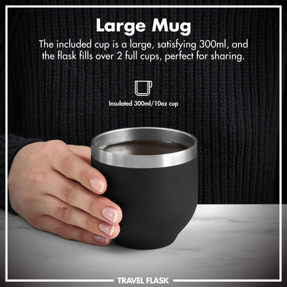 Luma Vacuum Insulated, Flask & Mug, Black, 700ml (24oz)