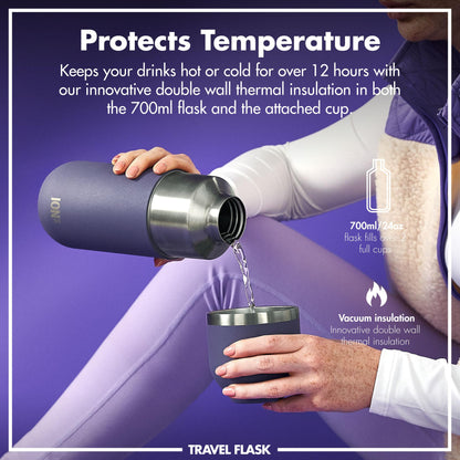Luma Vacuum Insulated, Flask & Mug, Purple, 700ml (24oz)
