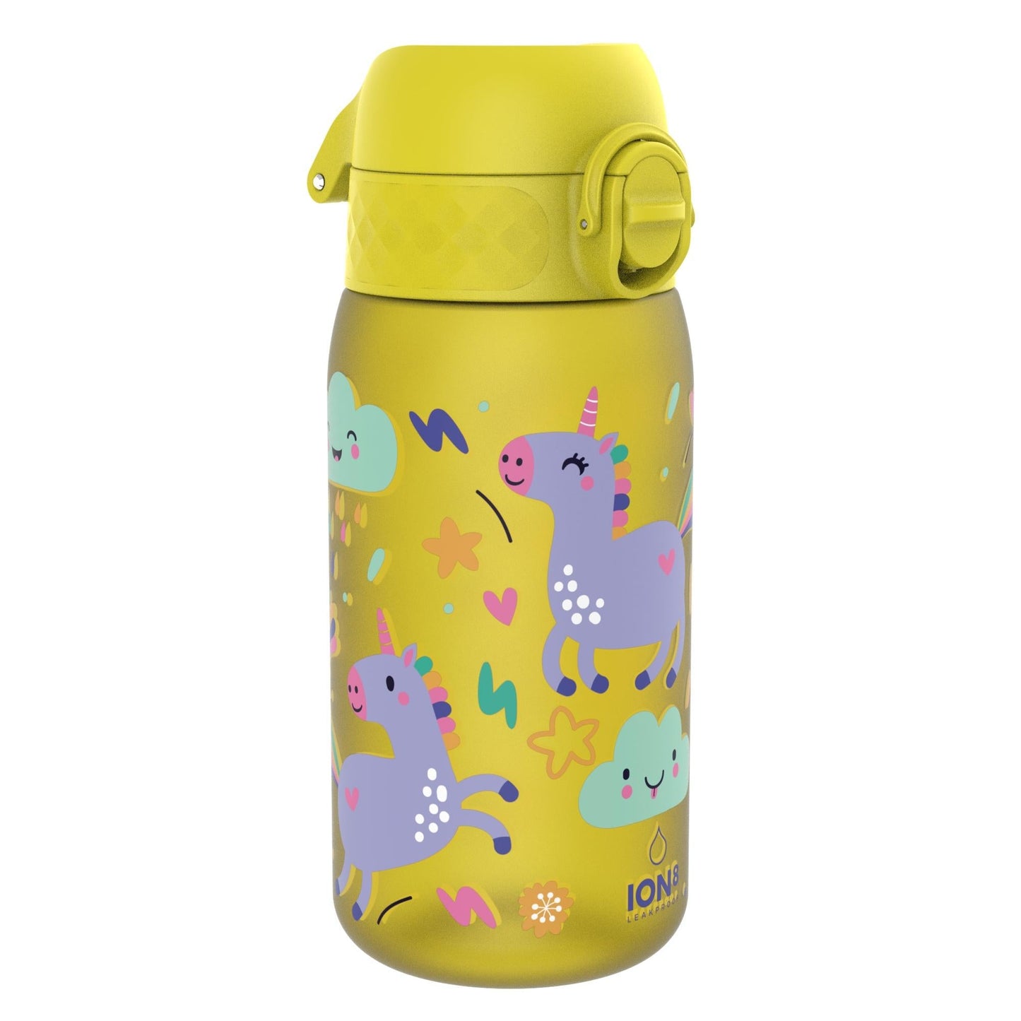 Leak Proof Kids Water Bottle, Recyclon, Yellow Unicorns, 350ml (12oz)