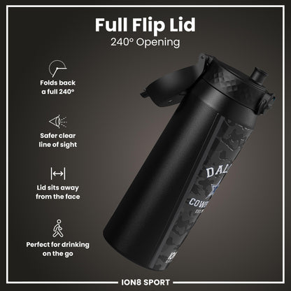 NFL x ION8 Insulated Steel Water Bottle, NFL Cowboys, 750ml (24oz)