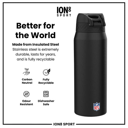 NFL x ION8 Insulated Steel Water Bottle, NFL Broncos, 750ml (24oz)