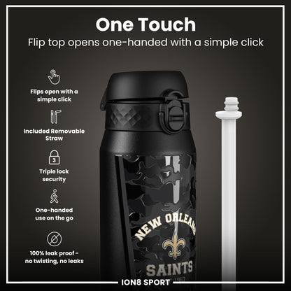NFL x ION8 Insulated Steel Water Bottle, NFL Saints, 750ml (24oz)