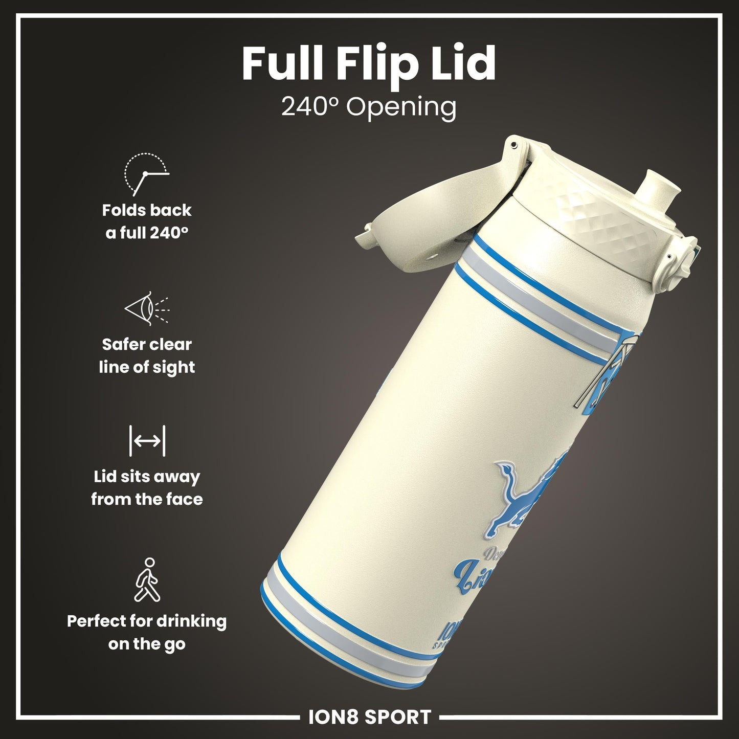 NFL x ION8 Insulated Steel Water Bottle, NFL Lions, 750ml (24oz)