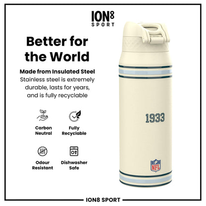 NFL x ION8 Insulated Steel Water Bottle, NFL Eagles, 750ml (24oz)
