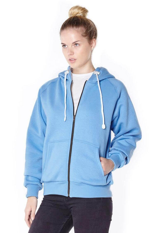 Ladies Knife Resistant Anti Slash Hooded Top in Blue