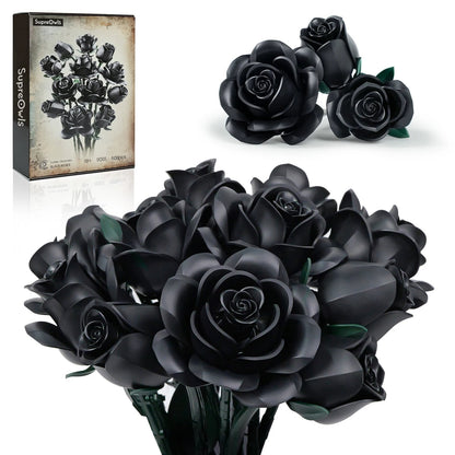 Dark Kiss Black Rose Bouquet Building Block Set